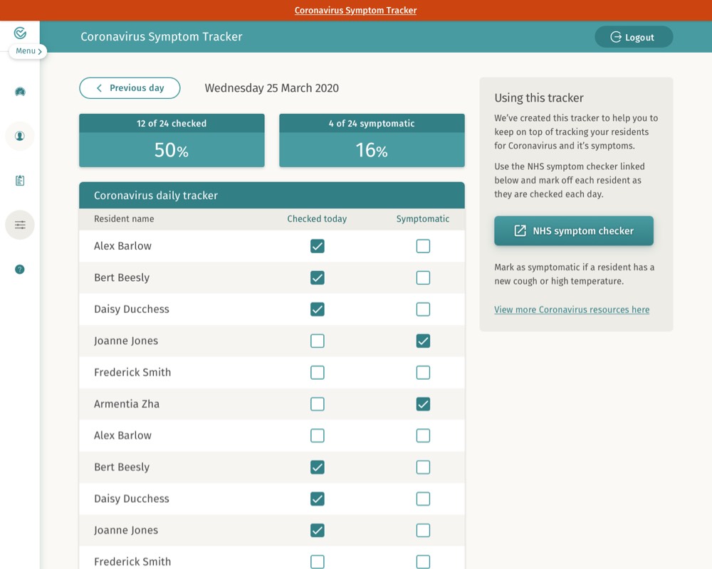 A screenshot of the inital mockup of the covid tracker tool